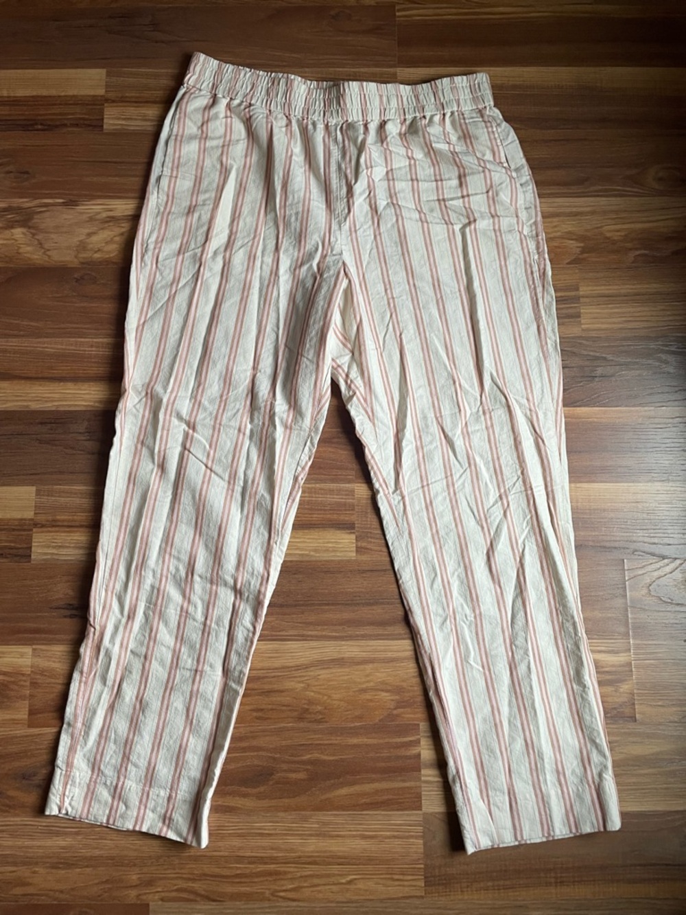 J Crew Pull-on Cotton-Blend Pant in Stripe Women's 14